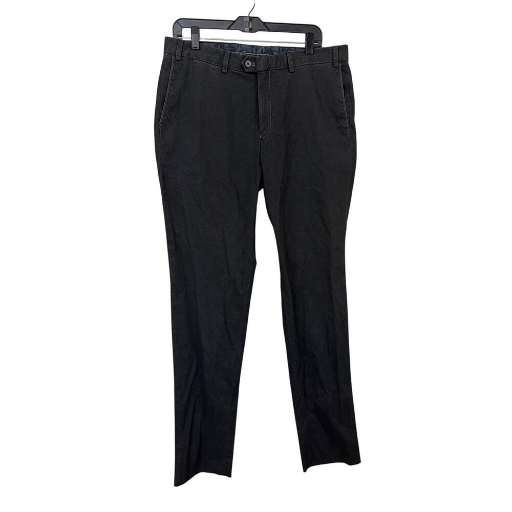 Hiltl Pero Trousers Mens 32 Trim Fit Stretch Cotton Flat Front Pants Unhemmed